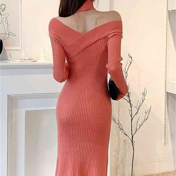 

casual dresses 2021 new v-neck spring women's knitted pencil dress elegant slim korean simple bodycon work office vestidos ioo7, Black;gray