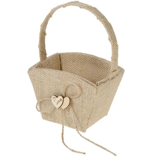 

decorative flowers & wreaths love wood double heart decoration retro antique flower girl basket wedding supplies