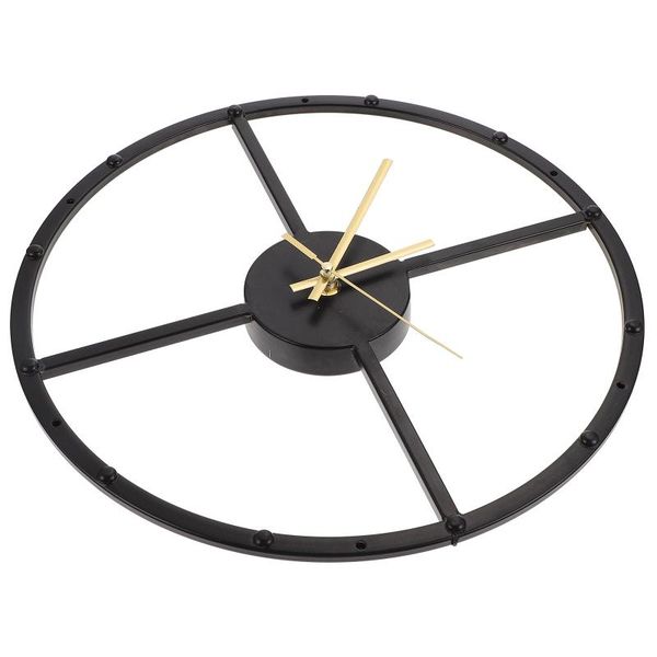 

wall clocks 1pc iron art simple silent living room round clock decoration (black)