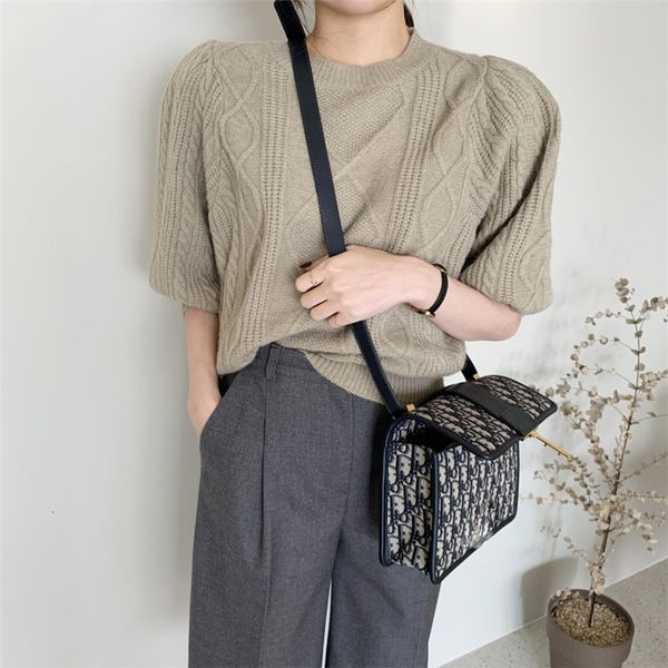 

sweaters chic early-autumn sleeves knitted gentle o-neck women all match solid brief pullovers loose warm sweaters, White;black