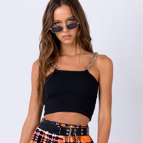 

women's tanks & camis chain strap 2021 fashion charming women summer casual sleeveless short tee shirt vest tank, White