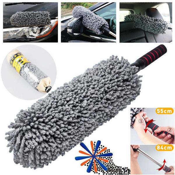 

car sponge microfiber body duster telescoping wax dust mop cleaning brush nanofiber cotton 55-84cm