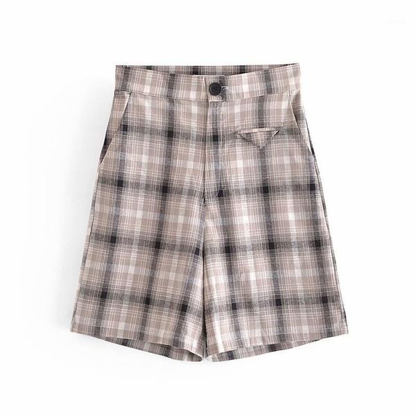 

women's shorts casual women high waist tide summer fashion ladie england style female straight plaid, White;black