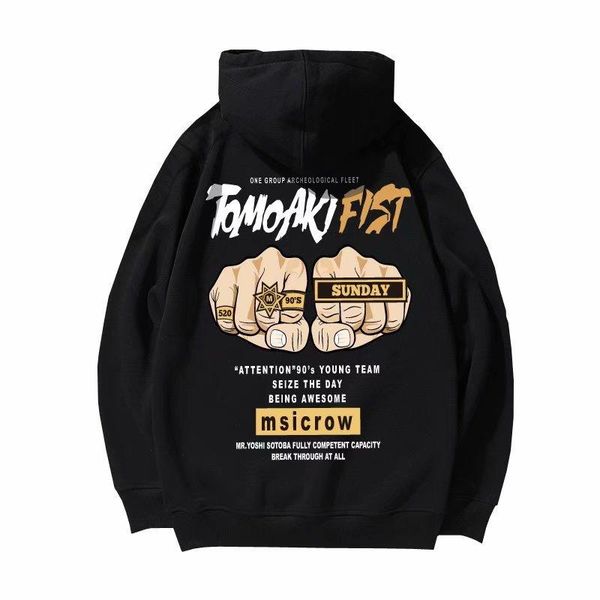 

autumn and winter men's hooded loose casual long-sleeved hoodie hoodies & sweatshirts, Black