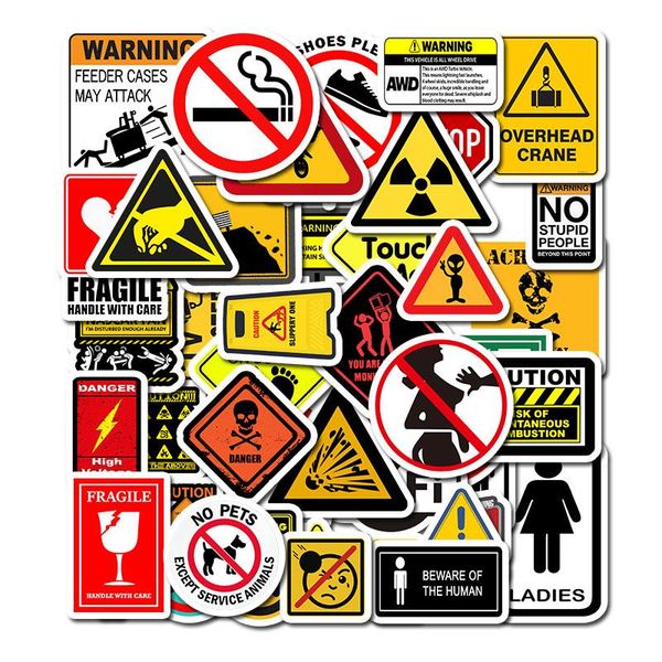

fridge magnets 50pcs warning sign stickers for lapmotorcycle skateboard doodle funny waterproof wallpaper decals