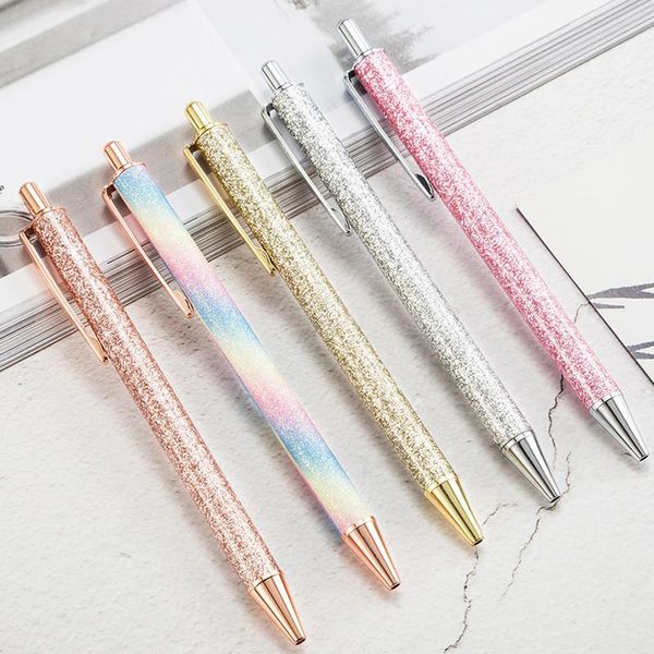 

creative gold chalk metal press ballpoint pen gift advertisement signature school supplies office stationery wholesale pens, Blue;orange