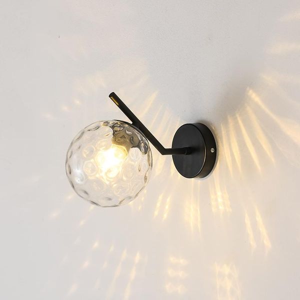 

wall lamp nordic light bedroom bedside led night modern staircase black/golden glass ball surface lighting