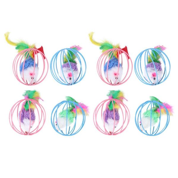 

cat toys 8pcs pet teaser teasing plush rat plaything (random color)