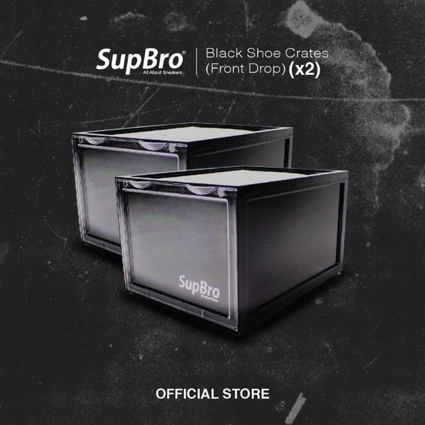 

supbro black shoe crates - front drop 1 set (2 units) clothing & wardrobe storage