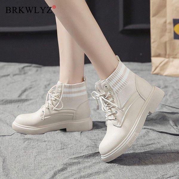 

boots women punk style female british wind winter plus velvet students korean version of the wild short, Black