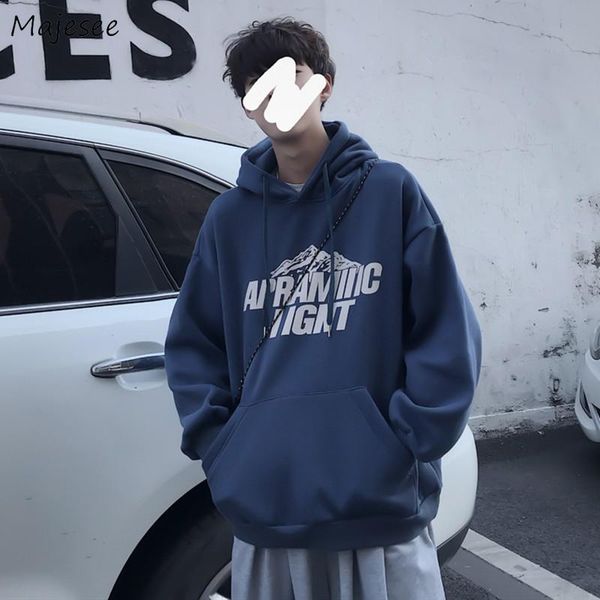 

men's hoodies & sweatshirts with hat men ins plus velvet thicker loose large size 3xl all-match teens outwear harajuku korean chic autu, Black