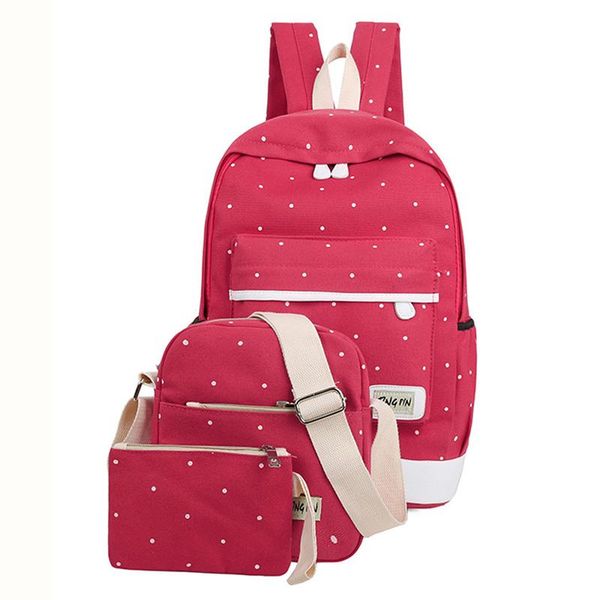 

outdoor bags fresh canvas women backpack big girl student book bag with purse lap3pcs set ladies school ssa-