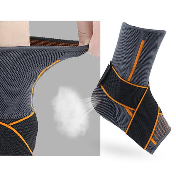 

1pc sports striped ankle support brace gym nylon warm sprain prevention running magic sticker basketball elastic protector strap, Blue;black
