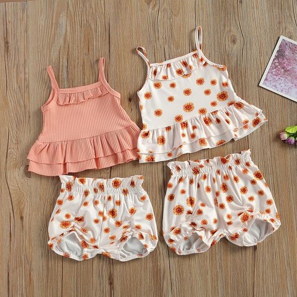 

clothing sets cute born baby girl sleeveless tank floral shorts bloomers headband 3pcs outfits summer clothes set, White