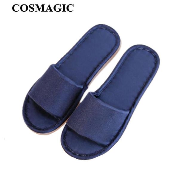 

slippers cosmagic 2021 women silk indoor slipper lightweight soft sole house bedroom floor el outside solid open toe, Black