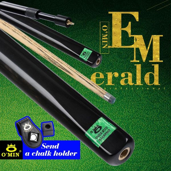 

o'min emerald 3/4 snooker cue 10mm tip hand inlaid nameplate with extension billiards stick kit black 8 power transmission billiard cue