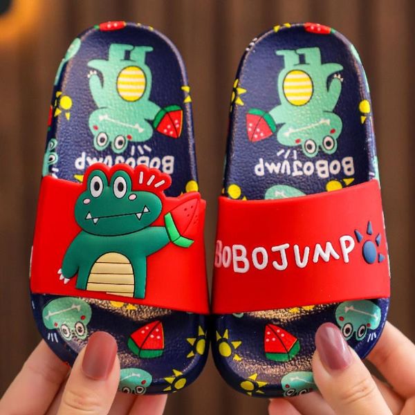 

Childrens Slippers Summer Boys and Girls Indoor Home Non-slip Kids Dinosaur Cartoon Print Soft Bottom Sandals KF22, 01
