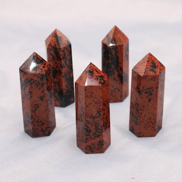 

decorative objects & figurines natural stone crystal mineral red obsidian family decoration wheel pulse healing column
