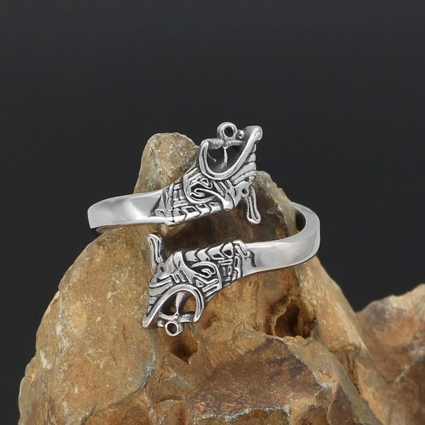 

ring nordic viking adjustable titanium steel ring for men and women lovers, Silver