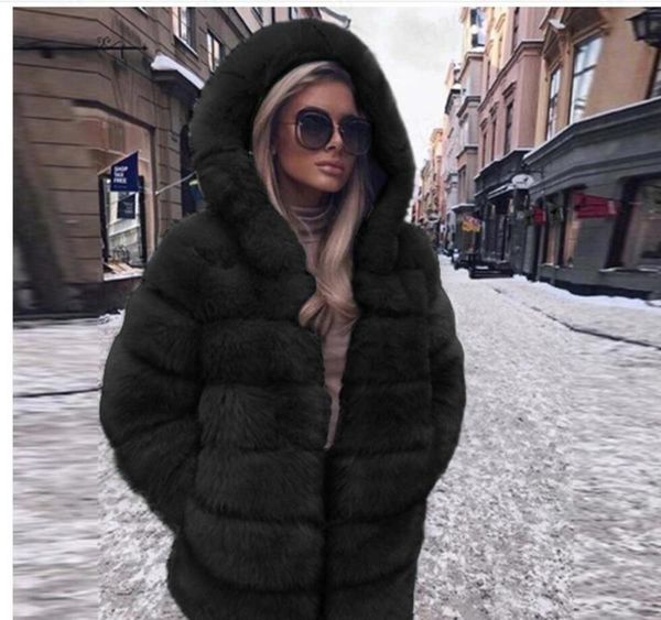 

casual dresses winter fox long sve hooded fur women's coat, Black;gray