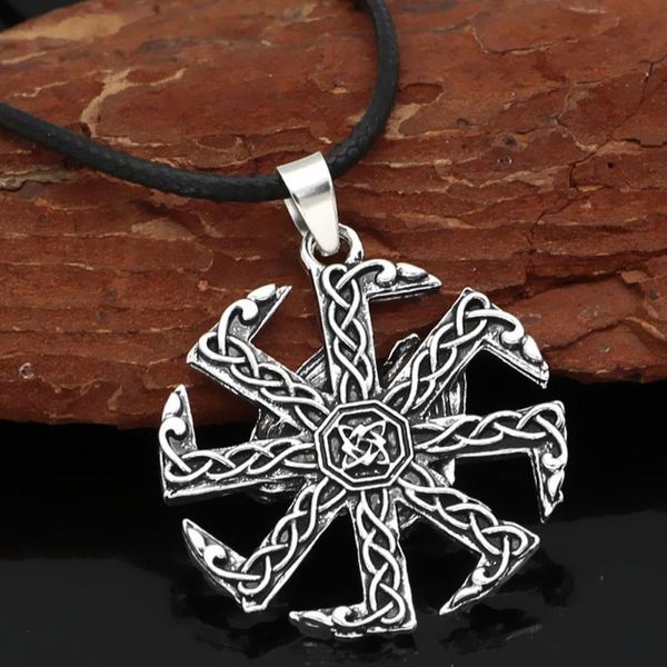 

pendant necklaces hollow metal carved viking odin crow slav men's necklace, Silver