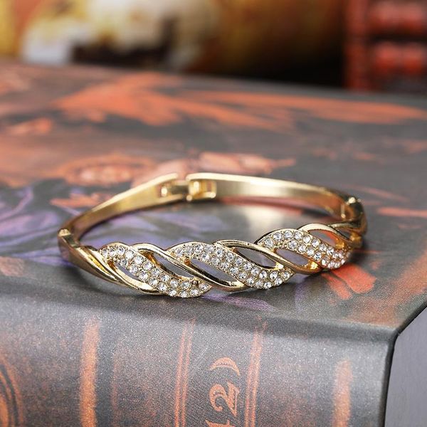 

bangle 2pcs french ladies wedding party accessories zinc alloy side bracelet crystal classic moroccan designer jewelry cuff brac, Black