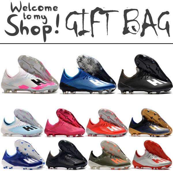 

x 19.1 fg soccer football boots shoes for mens outdoor spikes leather trainers white pink black blue cleats