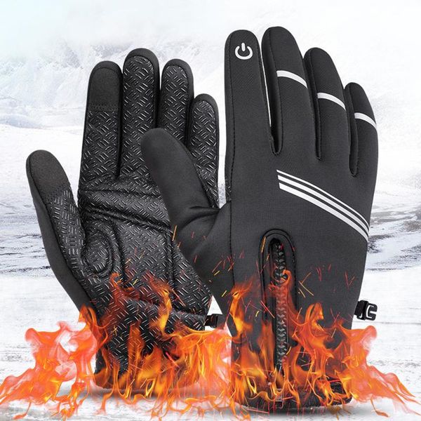 

cycling gloves touchscreen bike winter warm bicycle outdoor camping hiking skiing motorcycle full finger, Black