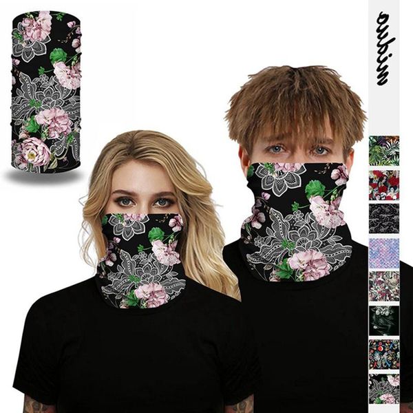 

women men print face bandana scarf thermal neck warmer gaiter cover tube mask cycling hiking snowboard running ski sport winter caps & masks, Black
