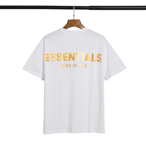 

street high fashion brand fog essentials gold print hip hop loose large short sleeve t shirt 2sry, White;black