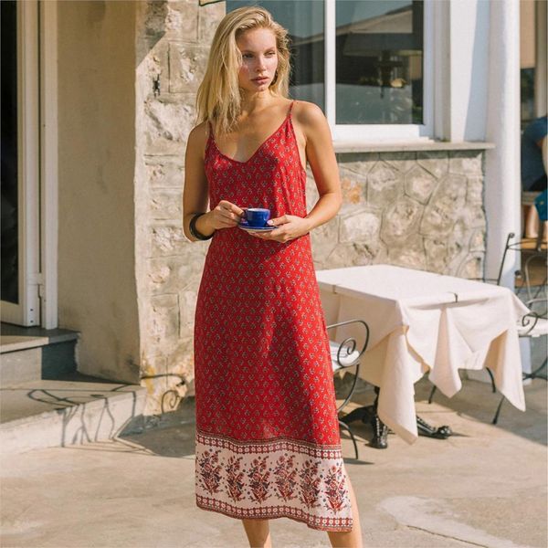 

casual dresses hippie backless split floral printed summer strap midi sleeveless vintage cami vestidos beach boho women slip dress ruj0, Black;gray