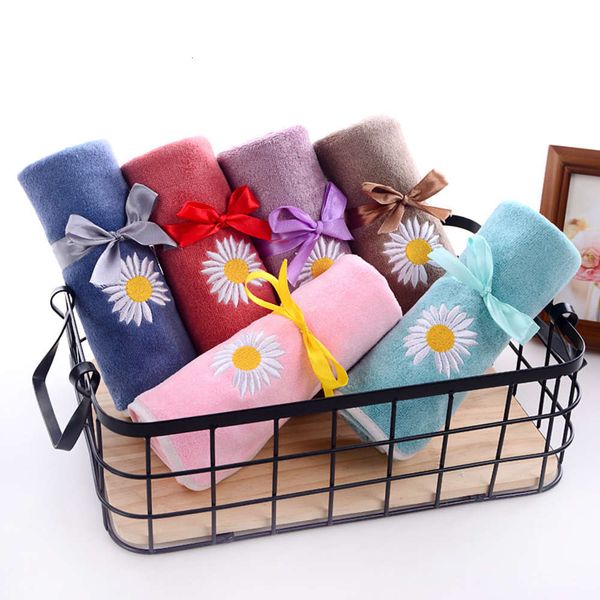 

handkerchief soft absorbent microfiber household towel daisy washcloth, White