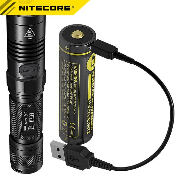 

wholesale nitecore ec20 960lms cree xm-l2 u2 led + usb port rechargeable battery charging cable portable spotlights lanterns