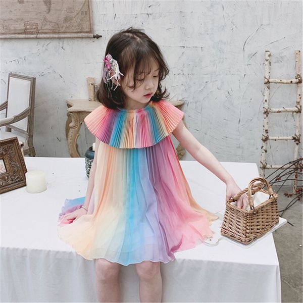 

Girl Dress Kids Baby Clothes 2022 Rainbow Spring Summer Outdoor Formal Outfits Teenagers Uniform Dresses Cotton Children Clothin, Five pairs