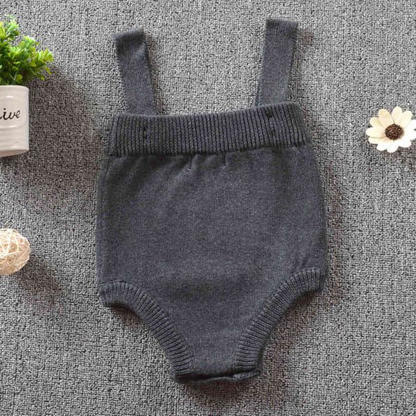

infant born baby boys girls knit rompers clothes spring autumn toddler braces jumpsuit 210429, Blue
