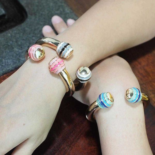 

manilai alloy statement bangles bracelets for women charm cuff bangles blue black pink color jewelry q0719