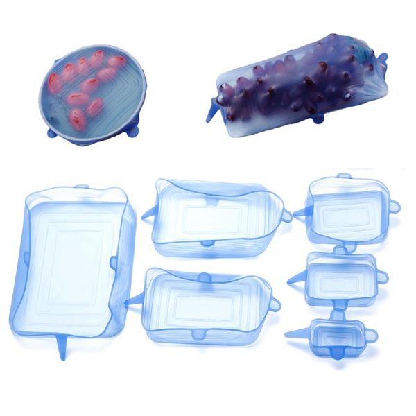 

kitchen storage & organization 6pcs/set silicone lid bowl cover fresh keeping lids universal reusable stretch wrap cookware tools