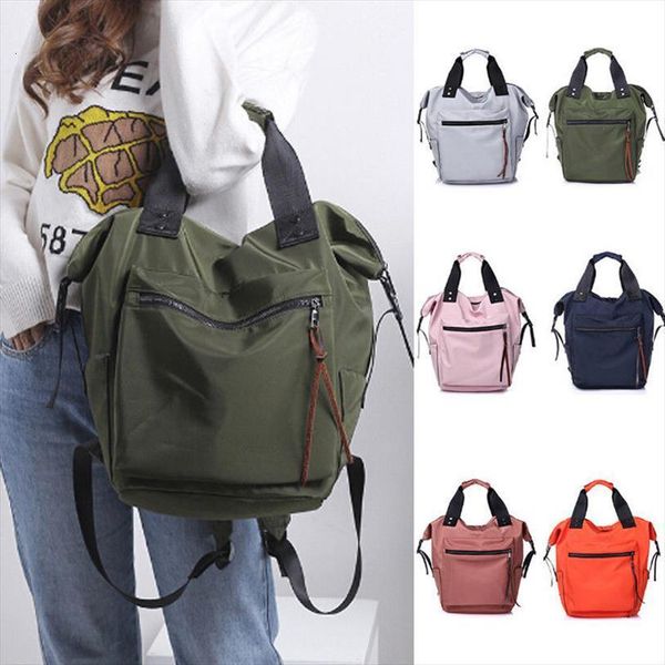 

fashion design chic women girls multi function backpack nylon solid zipper satchel large capacity tote bag