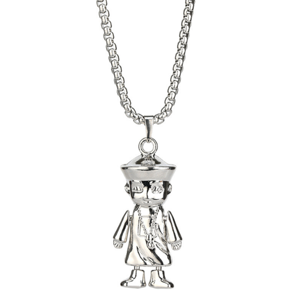 

pendant necklaces 316l stainless steel little zombie necklace titanium simple hip hop cute child no fade, Silver