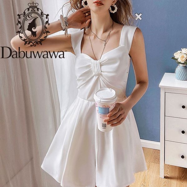

dabuwawa elegant spaghetti strap wrinkle bow romper holiday high waist woman romper fashion white jumpsuit female do1bjp002 210520, Black;white