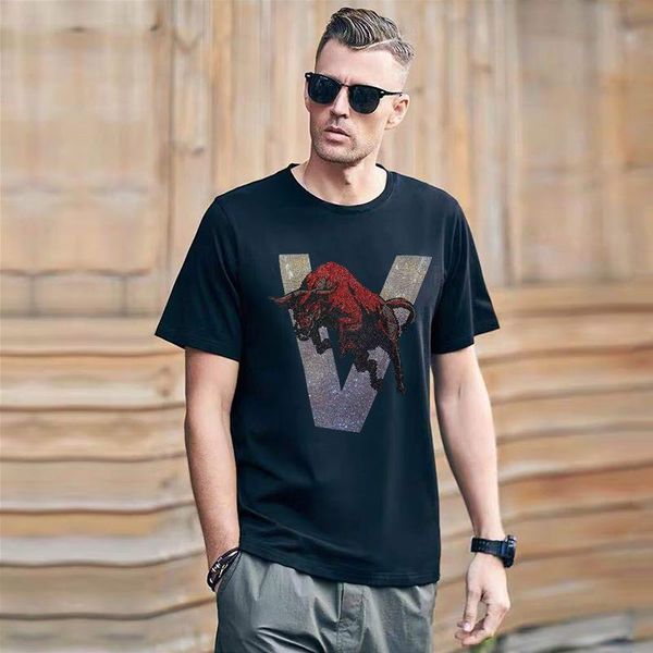 

men's t-shirts style european american trend exclusive custom craftsmanship diamond brand t-shirt summer comfortable breathable, White;black