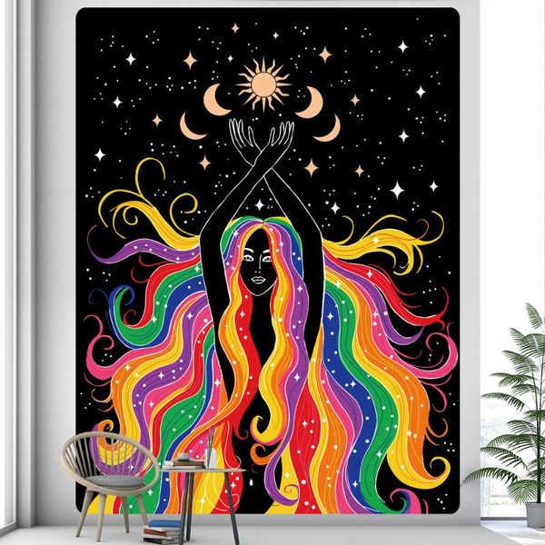 

tapestries sun moon home decoration art tapestry girl bohemian yoga mat hippie sofa blanket sheet