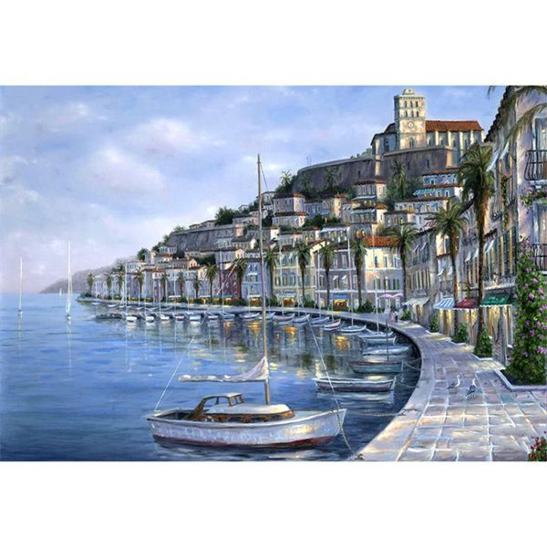 

paintings diy digital painting by numbers package grey beach city oil mural kits coloring wall art picture gift frameless
