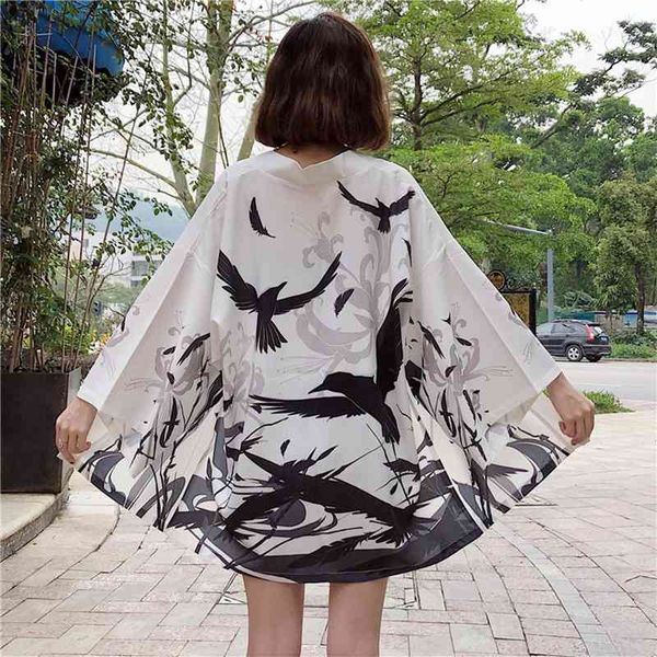 

kimono cardigan womens and blouses japanese streetwear women summer 2021 long shirt female ladies blouse women clothes, White
