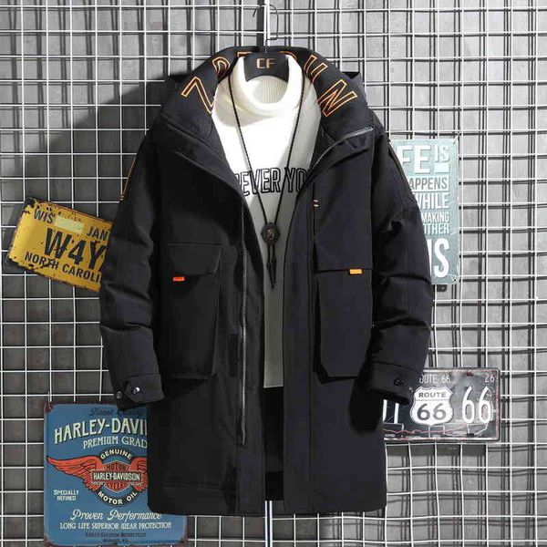 

men's thicken fleece down coat fashion hooded parkas winter outdoor windproof warm jackets new, Black