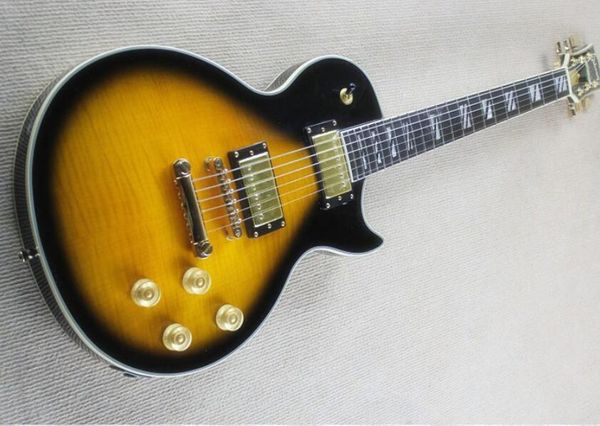 

earth double drumhead electric guitar double sided tiger maple without back cover electronic board heart black circle yellow