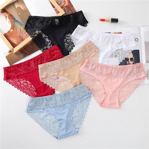 

women's panties women underwear female hollow out seamless underpants ladies trendy solid color low-rise lingeries, Black;pink