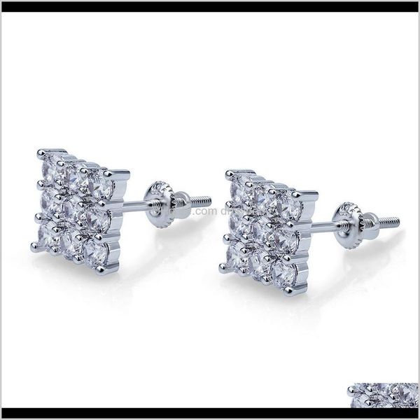 

knot drop delivery 2021 luxury designer jewelry men earrings hip hop jewlery statement stud earings iced out diamond hoop orecchini firmati, Silver