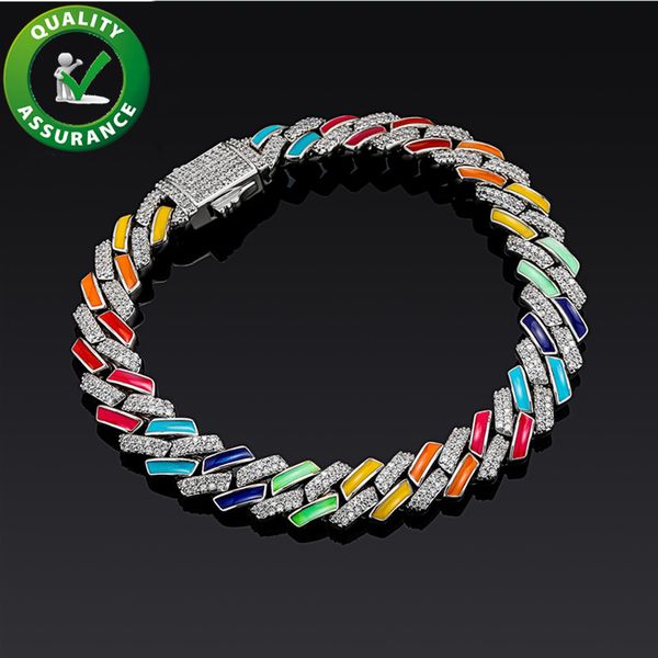 

mens bracelets luxury designer jewelry men necklace diamond iced out cuban link chain rapper fashion bracelet gold silver 10mm chains access, Black
