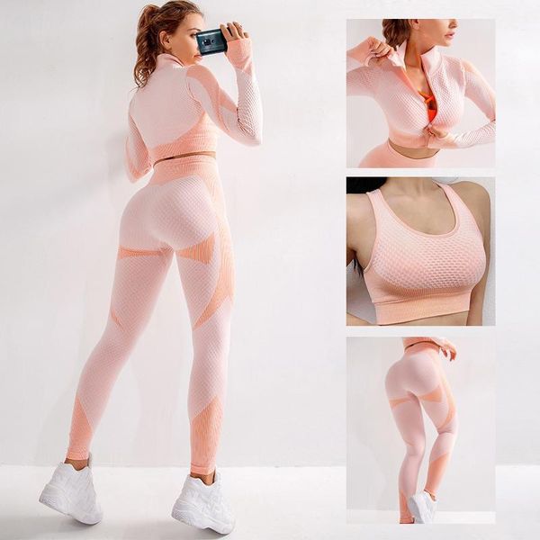 

yoga outfit 2/3pcs set women sportswear fitness sets athletic sports wear gym clothing seamless workout clothes running leggings